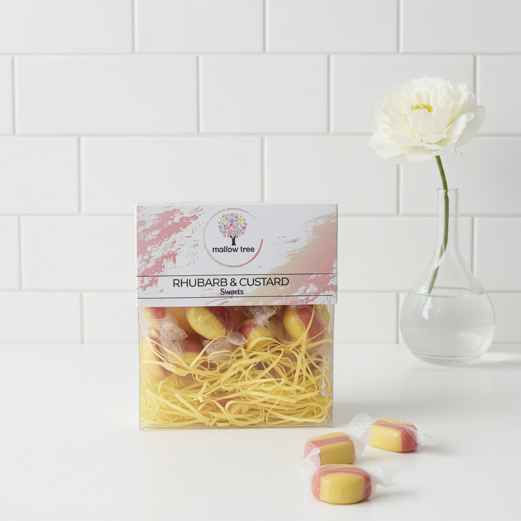 Rhubarb & Custard Hard Boiled Sweets – 300g Box