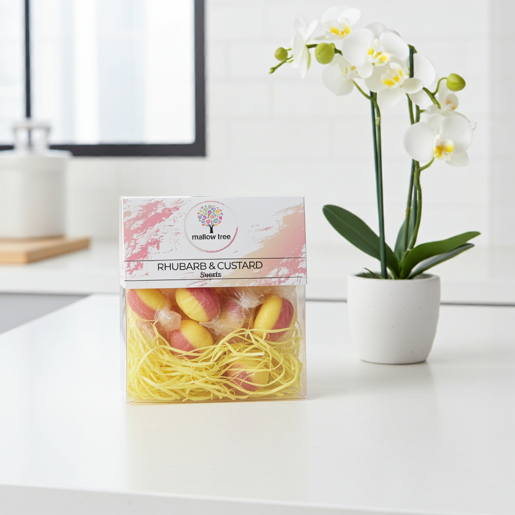 Rhubarb & Custard Hard Boiled Sweets – 300g Box