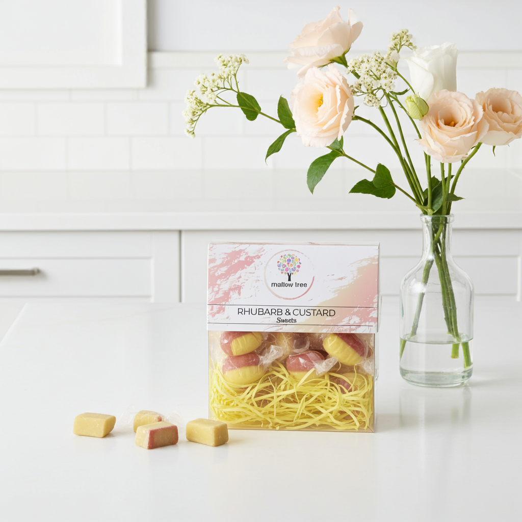Rhubarb & Custard Hard Boiled Sweets – 300g Box