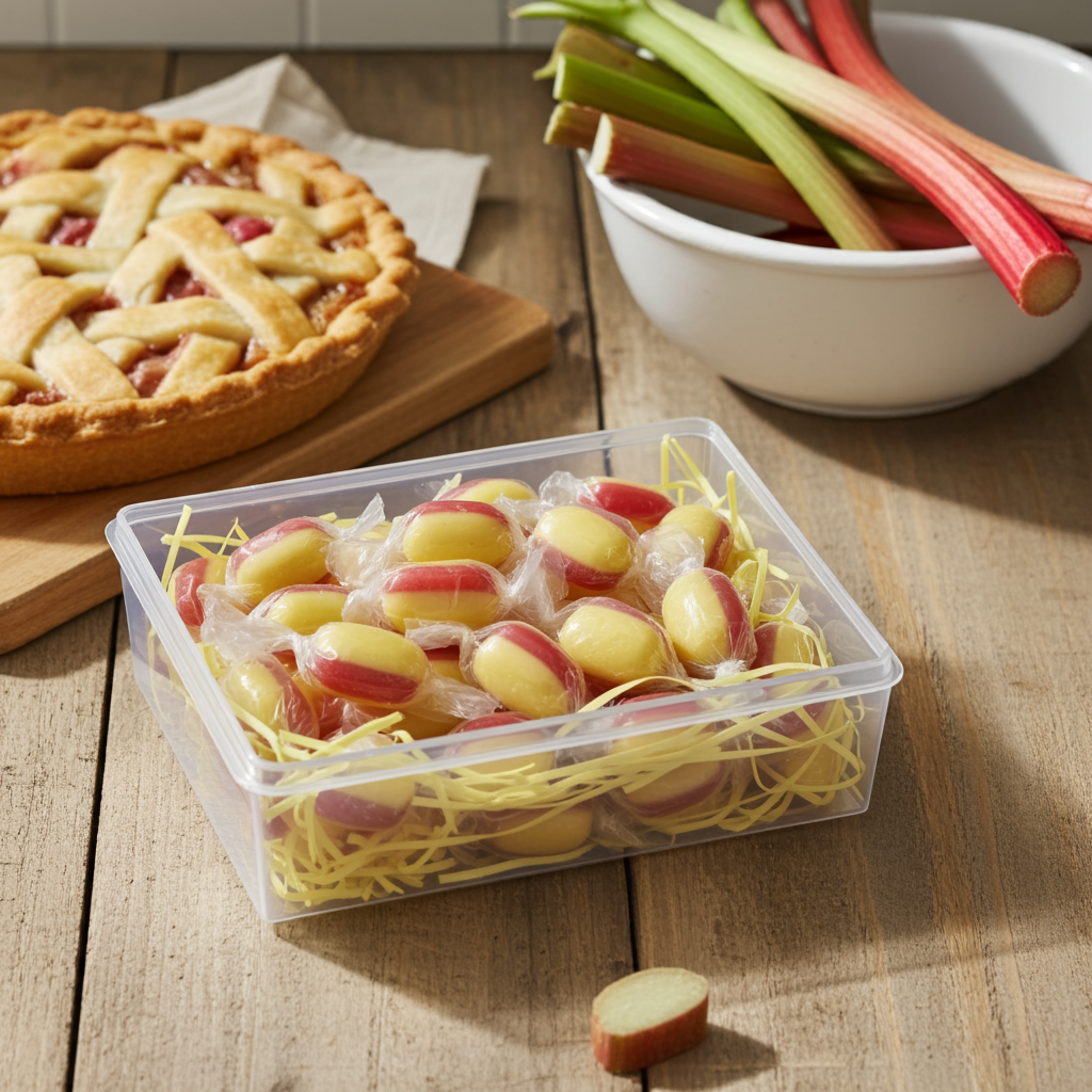 Rhubarb & Custard Hard Boiled Sweets – 300g Box