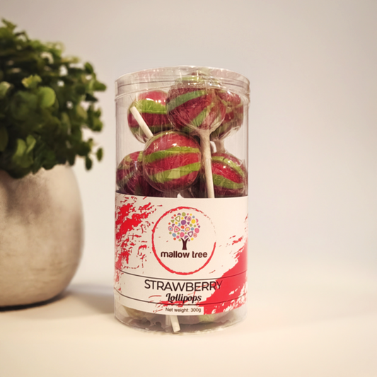 Strawberry Flavoured Lollipops - Tub of 12