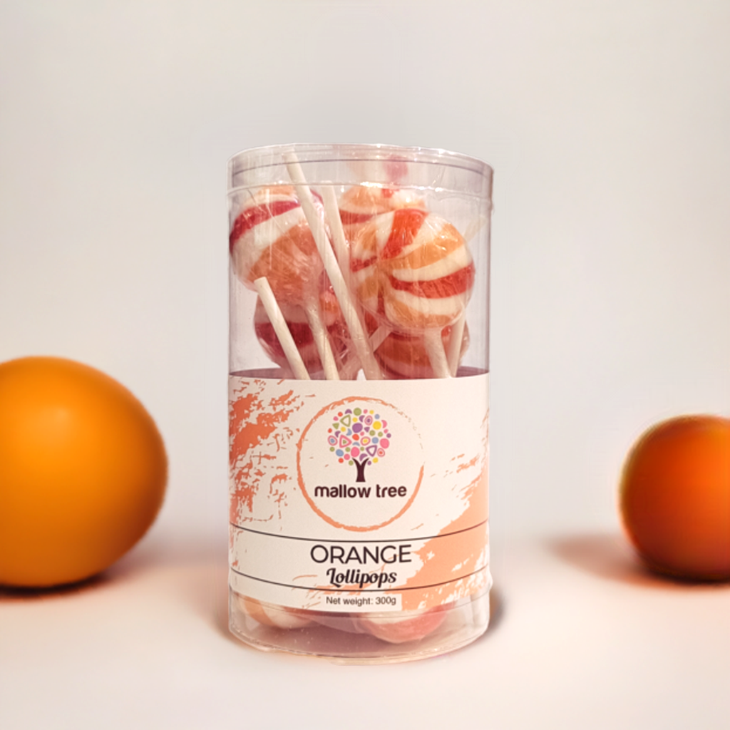 Orange Flavoured Lollipops - Tub of 12