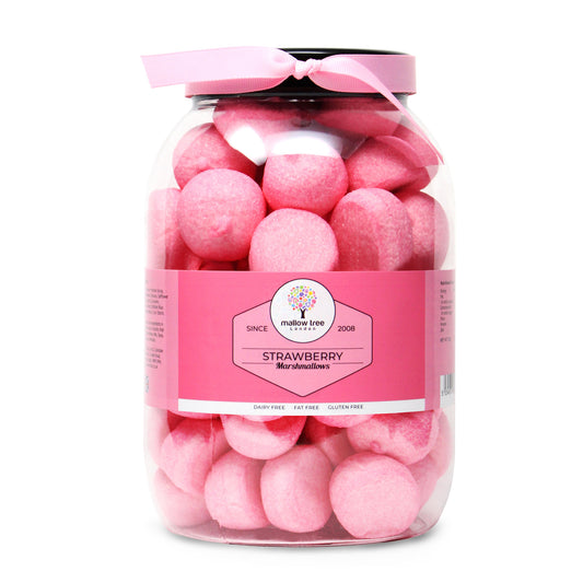 Strawberry Flavoured Marshmallow Balls Ribbon Large Gift Jar, 600 g