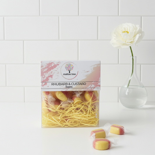 Rhubarb & Custard Hard Boiled Sweets – 300g Box