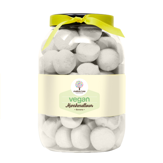Vegan Banana Flavoured Marshmallow Balls Large Ribbon Gift Jar, 700 g