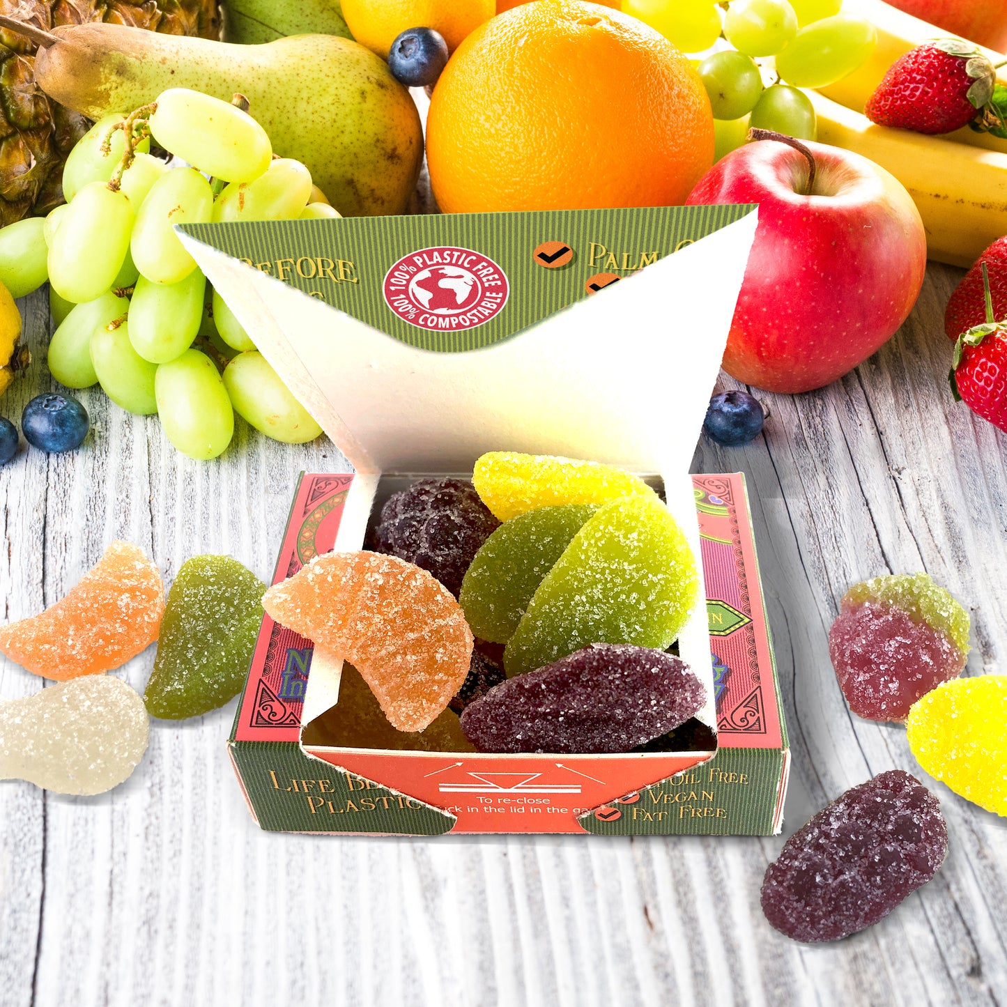 Vegan Traditional Assorted Fruit Jelly Sweets (Pack of 10 x 70g)