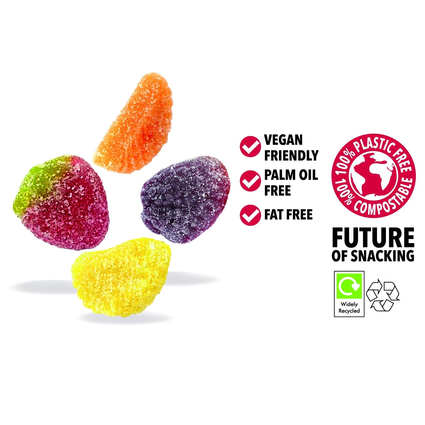 Vegan Traditional Assorted Fruit Jelly Sweets (Pack of 10 x 70g)