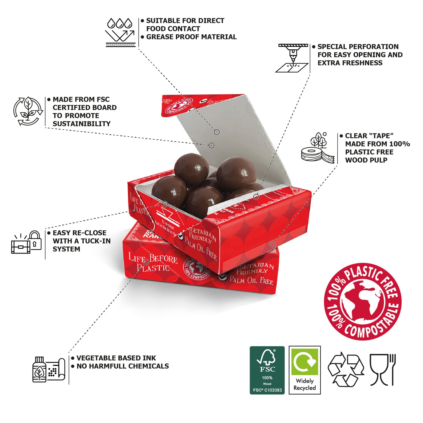 Milk Belgian Chocolate Coated Rice Balls Sweet Box (Pack of 10 x 35g)
