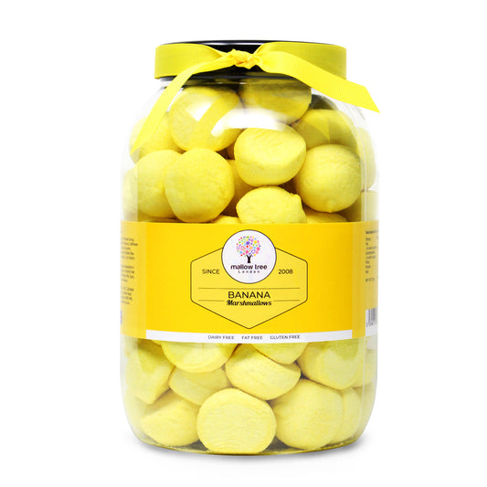 Banana Flavoured Marshmallow Balls Ribbon Large Gift Jar, 600 g