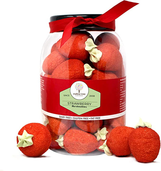 Strawberry Flavoured 3D Fruit Shape Marshmallow Large Ribbon Gift Jar, 600g